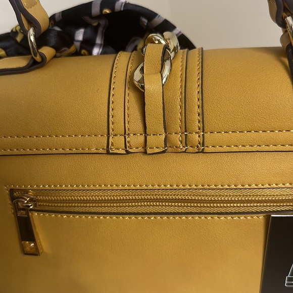 ALDO yellow/gold faux leather handbag with scarf NWT - Picture 5 of 14